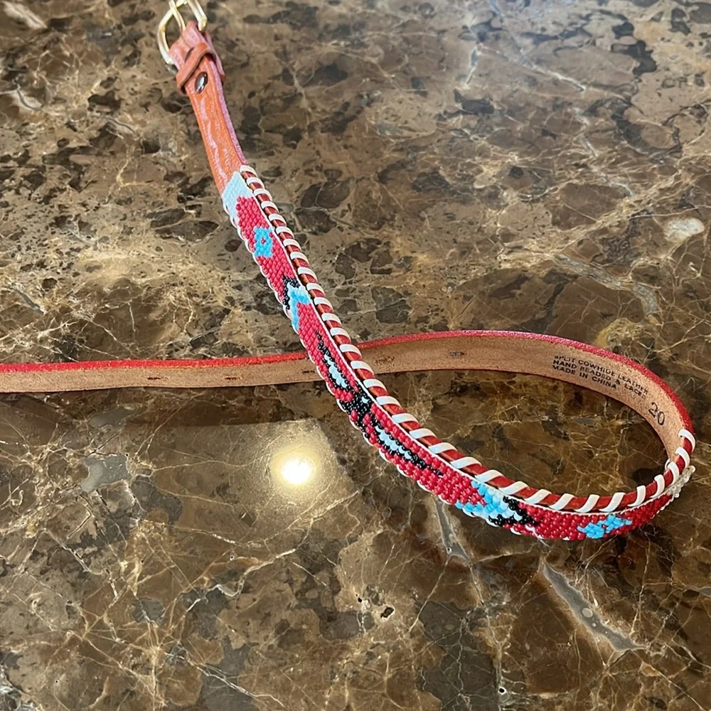 New Beaded Thunderbird Southwest Cowboy Cowgirl Western Leather Belt size 20